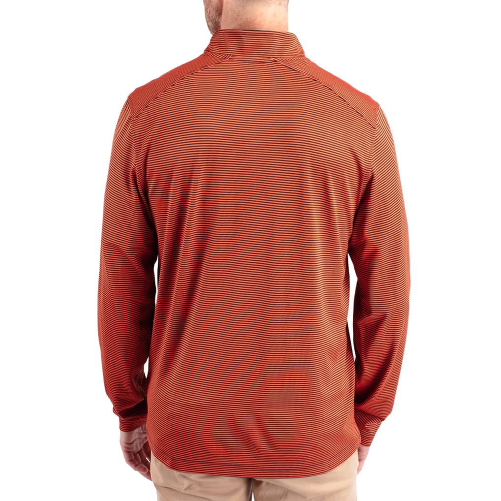  UTEP Miners Cutter & Buck Virtue Micro Stripe DryTec Quarter-Zip Pullover - Orange